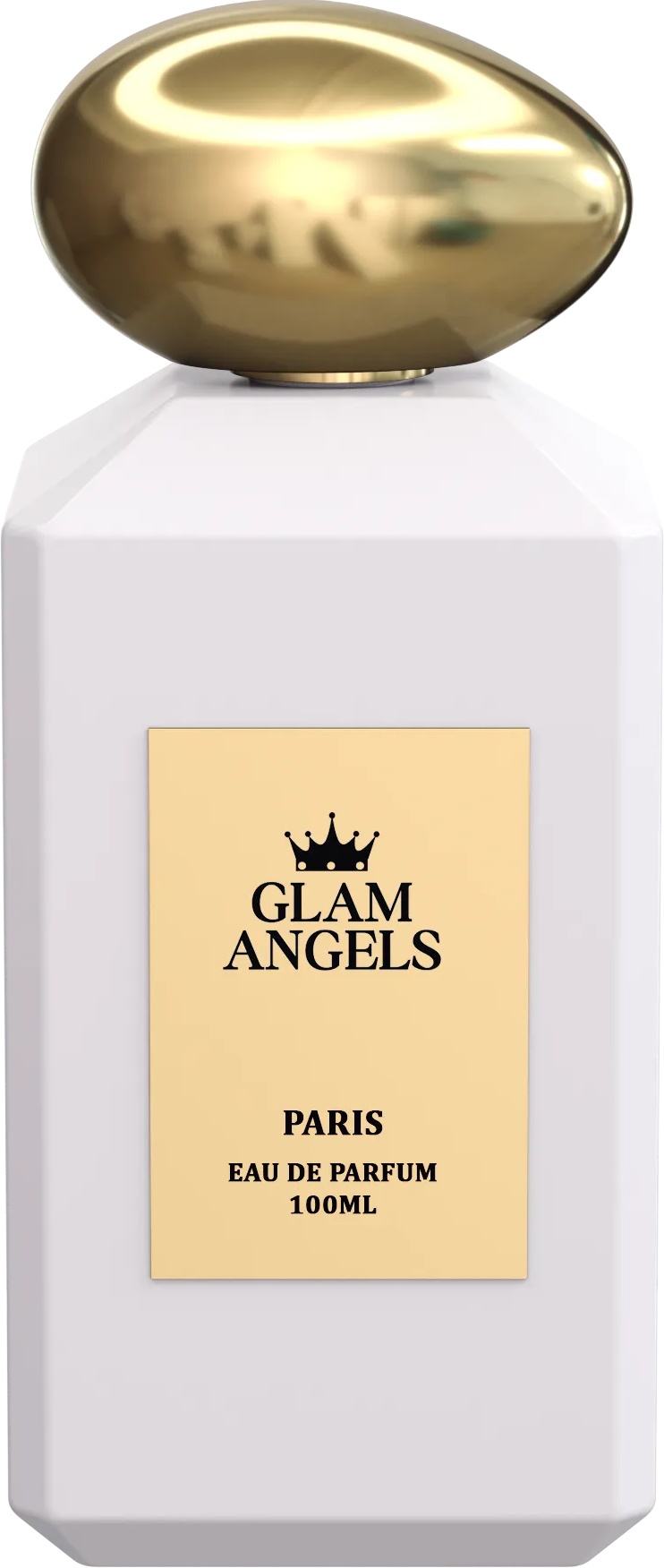 Λευκό άρωμα Glam Angels με χρυσό καπάκι, συσκευασία 100ml